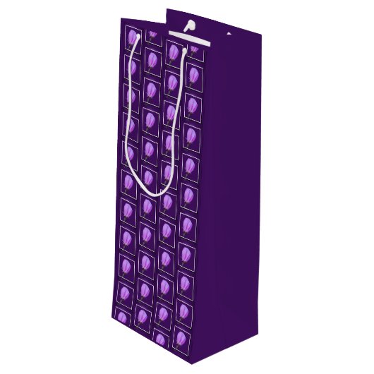 Roze en Paarse lentebloesempatroon Wijn Cadeautas (Achterkant Gekanteld)