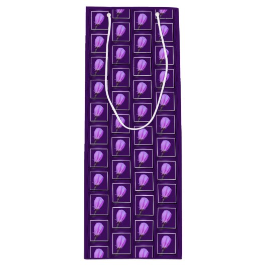 Roze en Paarse lentebloesempatroon Wijn Cadeautas (Voorkant)