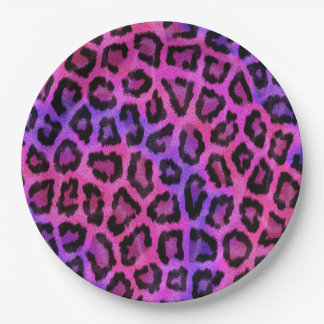 Roze en Paarse leopard Fur Spots Pattern Papieren Bordje