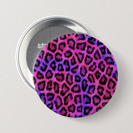 Roze en Paarse leopard Fur Spots Pattern Ronde Button 7,6 Cm (Voorkant /achterkant)