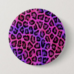 Roze en Paarse leopard Fur Spots Pattern Ronde Button 7,6 Cm