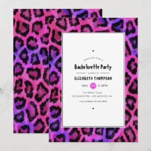 Roze en Paarse Leopard Spots Bachelorette Party Kaart