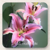 Roze en Paarse Lily Flowers Bier Onderzetter (Voorkant)