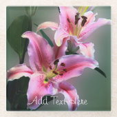 Roze en Paarse Lily Flowers Glazen Onderzetter (Voorkant)