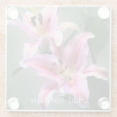Roze en Paarse Lily Flowers Glazen Onderzetter (Achterkant)