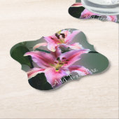 Roze en Paarse Lily Flowers Kartonnen Onderzetters (Gekanteld)