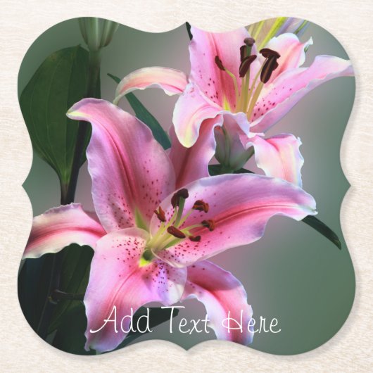 Roze en Paarse Lily Flowers Kartonnen Onderzetters (Voorkant)