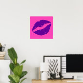 Roze en paarse lippenstift kus poster (Thuiskantoor)