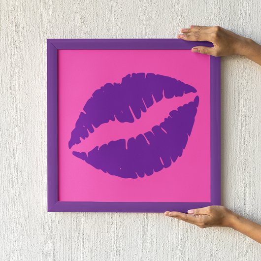 Roze en paarse lippenstift kus poster