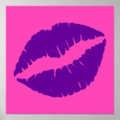 Roze en Paarse lipstick Kiss Poster (Voorkant)
