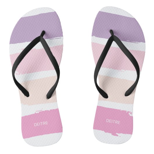 Roze en Paarse lipstick stripes Teenslippers (Voetbed)