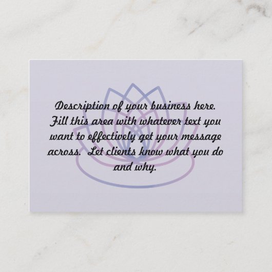 Roze en Paarse Lotus Business Information Card Klantenkaartje (Achterkant)