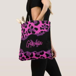 Roze en Paarse luipaard afdrukken Tote Bag
