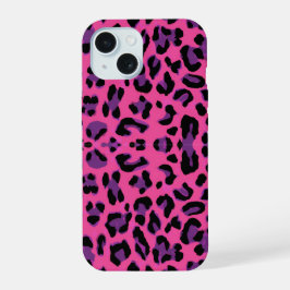 Roze en paarse luipaardprint iPhone 15 case