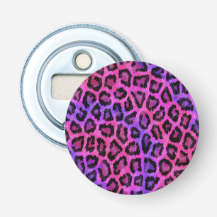 Roze en paarse luipaardvlekkenpatroon button flesopener