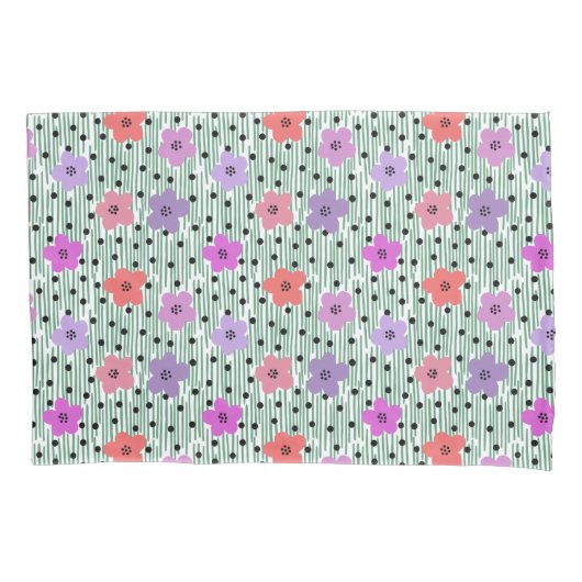 Roze en paarse madeliefje bloemenprint kussensloop (Voorkant)