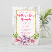 Roze en Paarse Magnolias Moederdag Brunch Kaart (Staand voorkant)