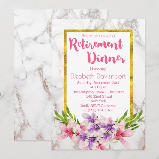 Roze en Paarse Magnolia's Pensioendiner Kaart (Voorkant / Achterkant)