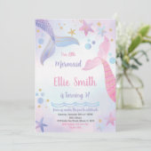 Roze en Paarse mails met Zeemeermin Kaart (Staand voorkant)