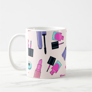 Roze en paarse make-up cosmetica patroon koffiemok