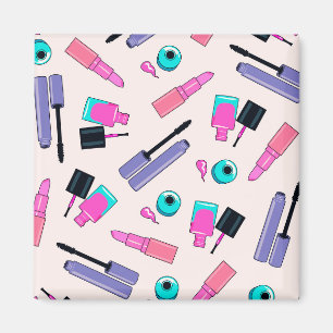 Roze en paarse make-up cosmetica patroon magneet