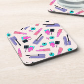 Roze en Paarse make-up Cosmetisch patroon Bier Onderzetter (Linkerzijde)