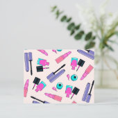 Roze en Paarse make-up Cosmetisch patroon Briefkaart (Staand voorkant)