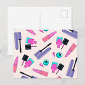 Roze en Paarse make-up Cosmetisch patroon Briefkaart (Voorkant / Achterkant)