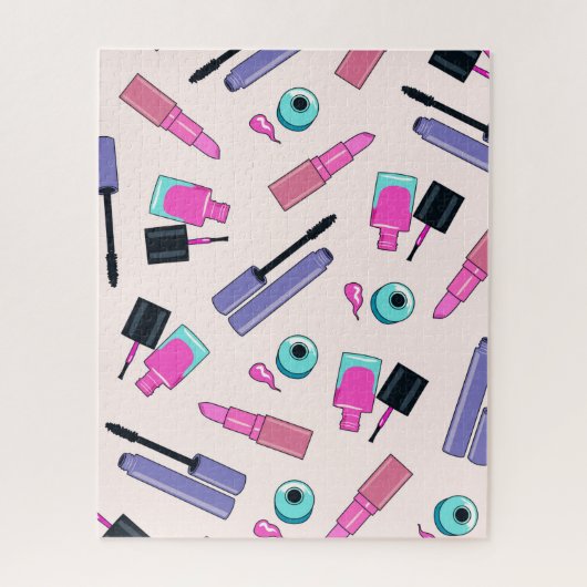 Roze en Paarse make-up Cosmetisch patroon Legpuzzel (Verticaal)