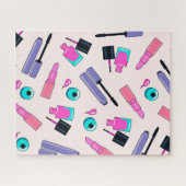 Roze en Paarse make-up Cosmetisch patroon Legpuzzel (Horizontaal)