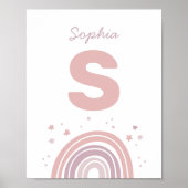 Roze en paarse malle regenboog. Kinderen monogram Poster (Voorkant)