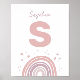 Roze en paarse malle regenboog. Kinderen monogram  Poster