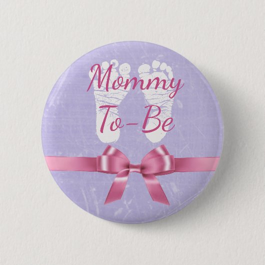 Roze en Paarse mama om Baby shower Button te zijn (Voorkant)