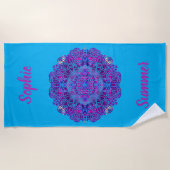 Roze en Paarse Mandala Beach Towel Strandlaken (Voorkant)