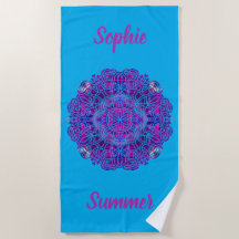 Roze en Paarse Mandala Beach Towel