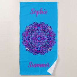 Roze en Paarse Mandala Beach Towel Strandlaken