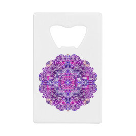 Roze en Paarse Mandala Pattern Creditkaart Flessenopener