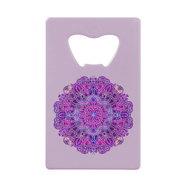 Roze en Paarse Mandala Pattern Creditkaart Flessenopener