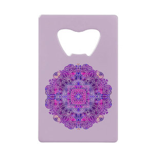 Roze en Paarse Mandala Pattern Creditkaart Flessenopener