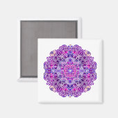 Roze en Paarse Mandala Pattern Magneet (Voorkant / Achterkant)