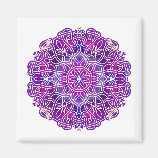 Roze en Paarse Mandala Pattern Magneet (Voorkant)
