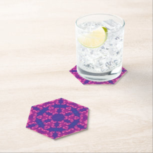 Roze en Paarse Mandela Ronde Snowflakes Kartonnen Onderzetters