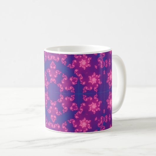 Roze en Paarse Mandela Ronde Snowflakes Koffiemok (Voorkant rechts)