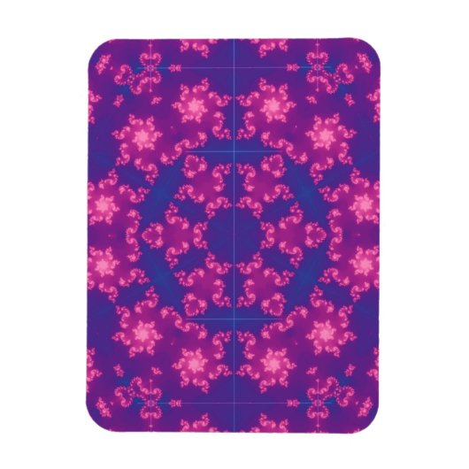 Roze en Paarse Mandela Ronde Snowflakes Magneet (Verticaal)
