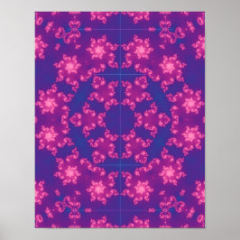 Roze en Paarse Mandela Ronde Snowflakes Poster