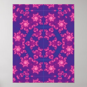 Roze en Paarse Mandela Ronde Snowflakes Poster