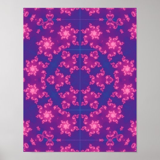 Roze en Paarse Mandela Ronde Snowflakes Poster (Voorkant)