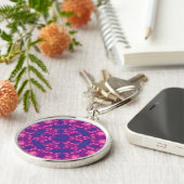 Roze en Paarse Mandela Ronde Snowflakes Sleutelhanger (Zijkant)