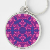 Roze en Paarse Mandela Ronde Snowflakes Sleutelhanger (Voorkant)