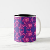 Roze en Paarse Mandela Ronde Snowflakes Tweekleurige Koffiemok (Voorkant rechts)